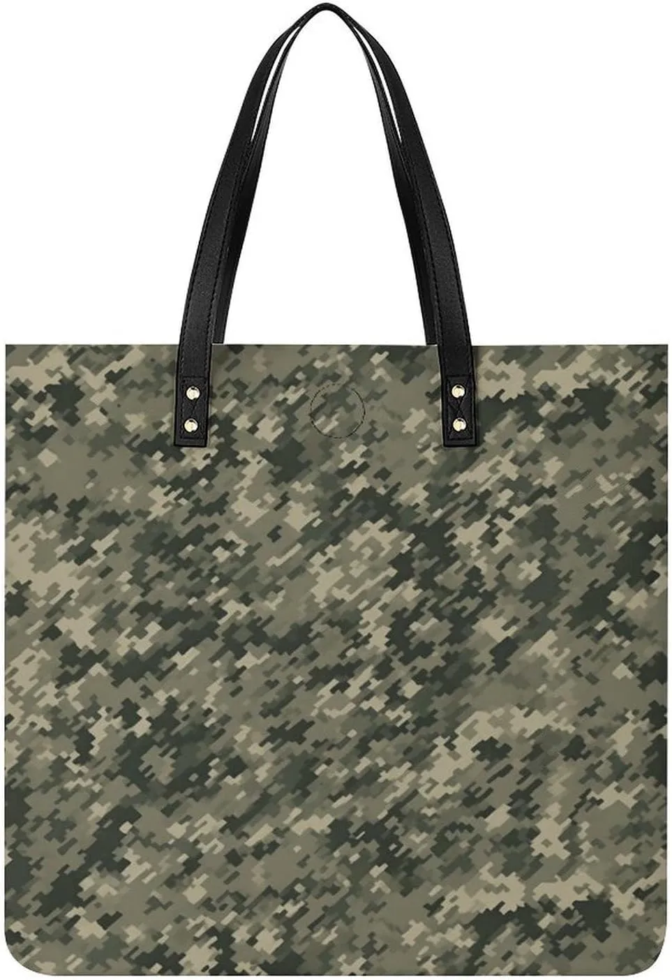 Leather Tote Bag, Military Woods Camouflage Print Women's Leather Handbag Fashion Leather Handbag Durable Leather Bag Stylish Tote Bag