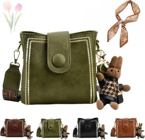 Leather Vintage Fashion Bag with Adjustable Wider Shoulder Strap, Vintage Bucket Bags for Women, Fashion Vintage Bag