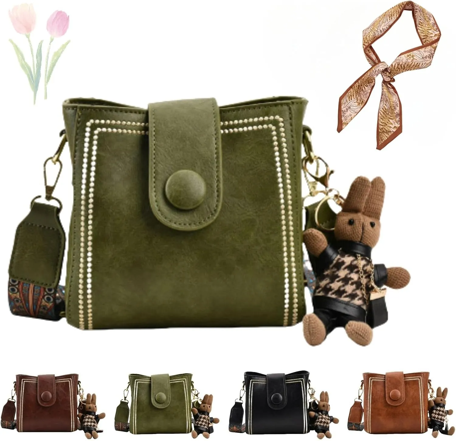 Leather Vintage Fashion Bag with Adjustable Wider Shoulder Strap, Vintage Bucket Bags for Women, Fashion Vintage Bag