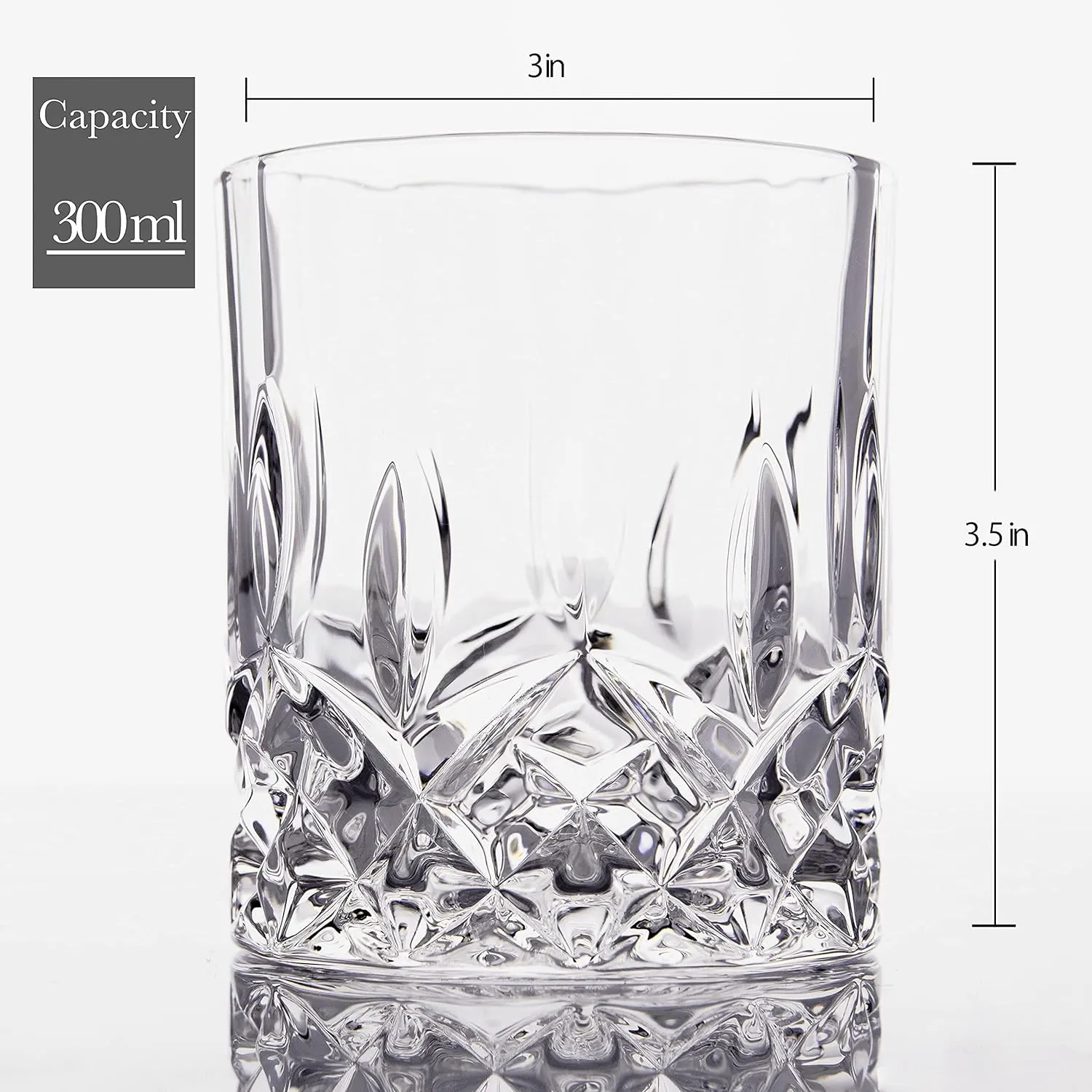 LEMONSODA Premium Crystal Cut Rocks Glasses - 10oz Set of 4 - Lead-Free Crystal Glass Tumbler For Drinking Old Fashioneds, Bourbon, Scotch, Cognac - Housewarming Gift Box Included