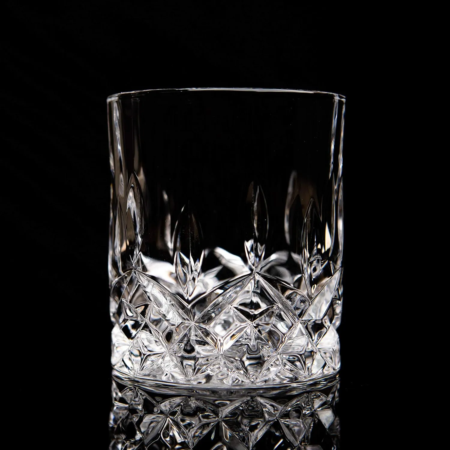 LEMONSODA Premium Crystal Cut Rocks Glasses - 10oz Set of 4 - Lead-Free Crystal Glass Tumbler For Drinking Old Fashioneds, Bourbon, Scotch, Cognac - Housewarming Gift Box Included