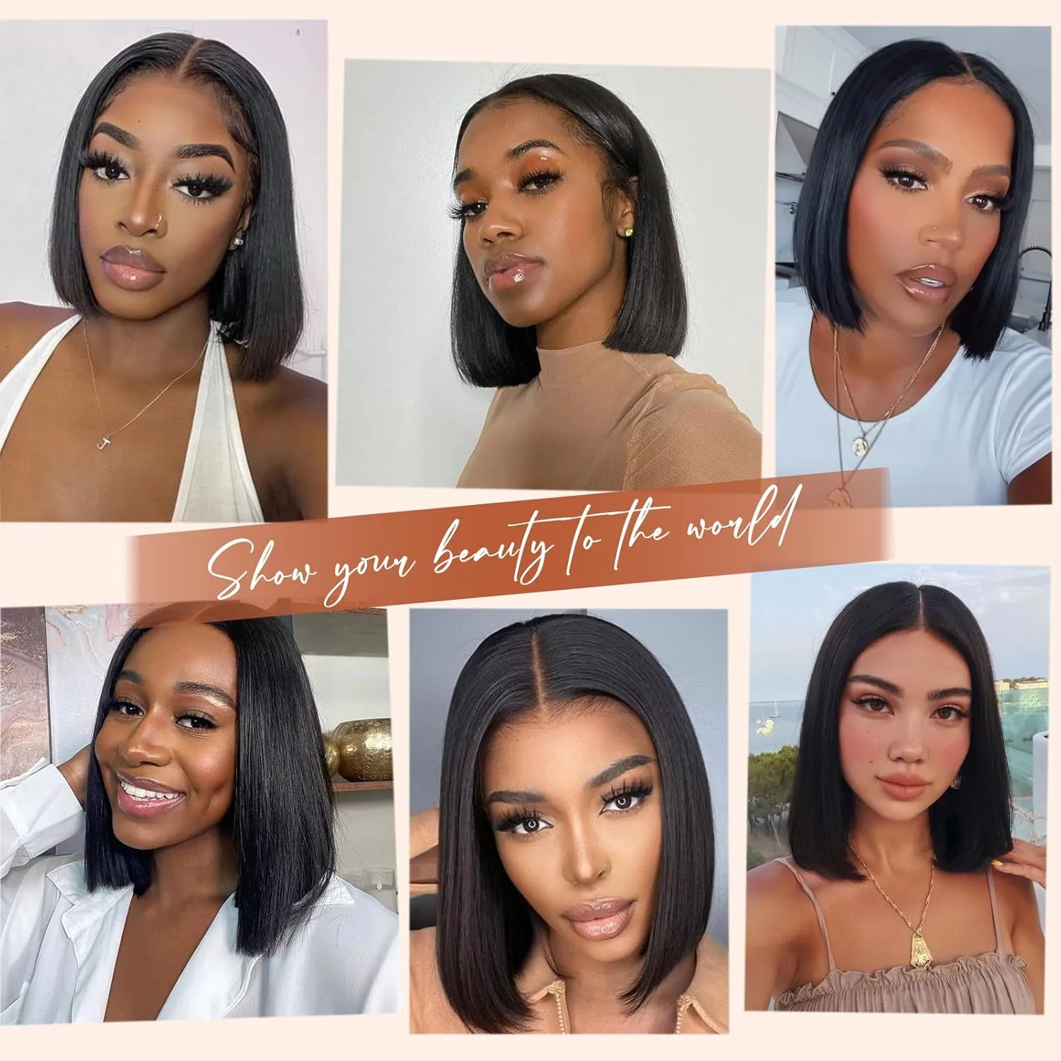 LEOSA Bob Straight V Part Wig For Black Women Brazilian Straight U/V Part Wigs Upgrade U Part Wigs 12Inch Short Bob V Part Wig For Girls Glueless Full Head Clip In Half Wig