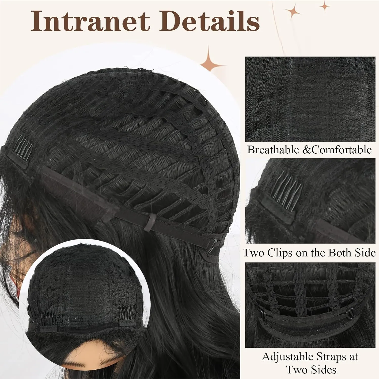 LEOSA Long Layered Wig for Women - 16-Inch Natural Black Hair Extension - Fashion Soft Heat Resistant Fiber Synthetic Hair Replacement (Natural Black#)