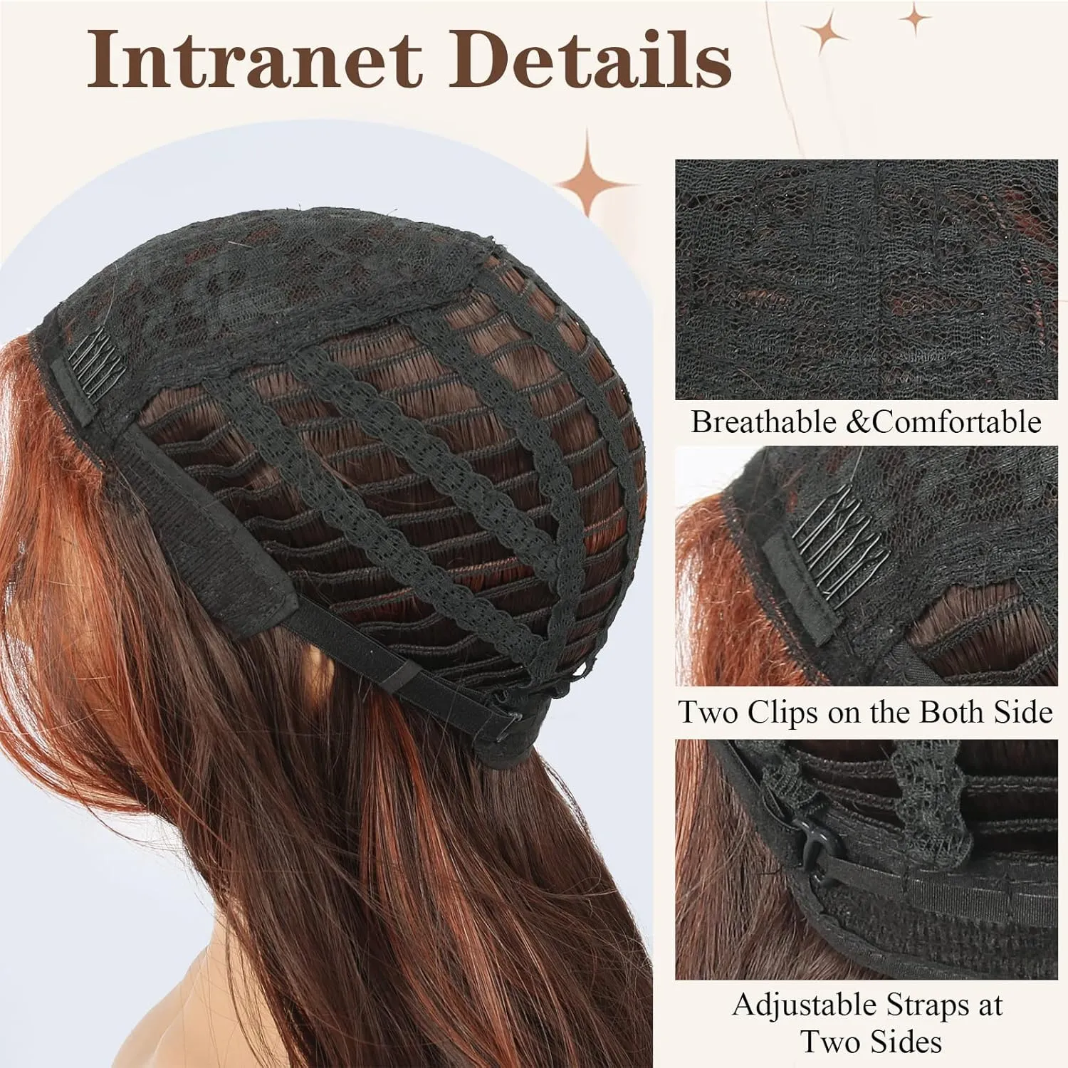LEOSA Long Layered Wigs for Women Brown Layered Wig for Girls Synthetic Hair Replacement Wig Soft Heat Resistant Fiber Synthetic Hair Wigs (16 Inch,Brown Mixed Gold#)
