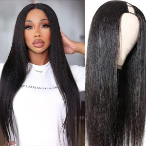 LEOSA Long Straight V Part 22Inch Black Synthetic Wig Full Head Clip In Hair Extensions Wig for Women Heat Resistant Fiber Synthetic Hair Extension (22Inch, 22-1B#)