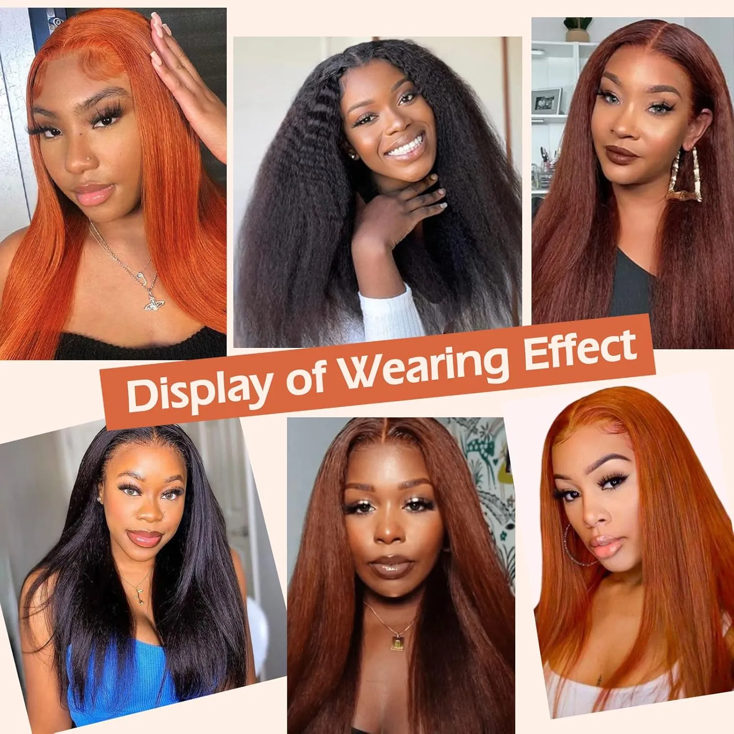 LEOSA V Part Wig for Black Women Reddish Brown Yaki Kinky Kinky Straight V/U Part Wig Clip In Full Head Hair Extensions for Women Synthetic Hair Replacement Wigs