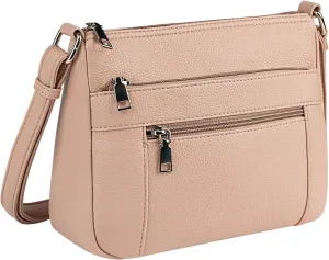 letech  Leather Crossbody Purse for Women Four Pocket Shoulder Handbag Bag Ladies Travel