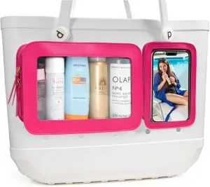 LETGO 2 Packs Clear Bogg Beach Tote Bag Accessories suitable for Bogg Bag Insert Bag Travel Cellphone Makeup Clean Toiletry Brush Organizer Cosmetic Divider Storage Inner Pouch (Hot Pink)