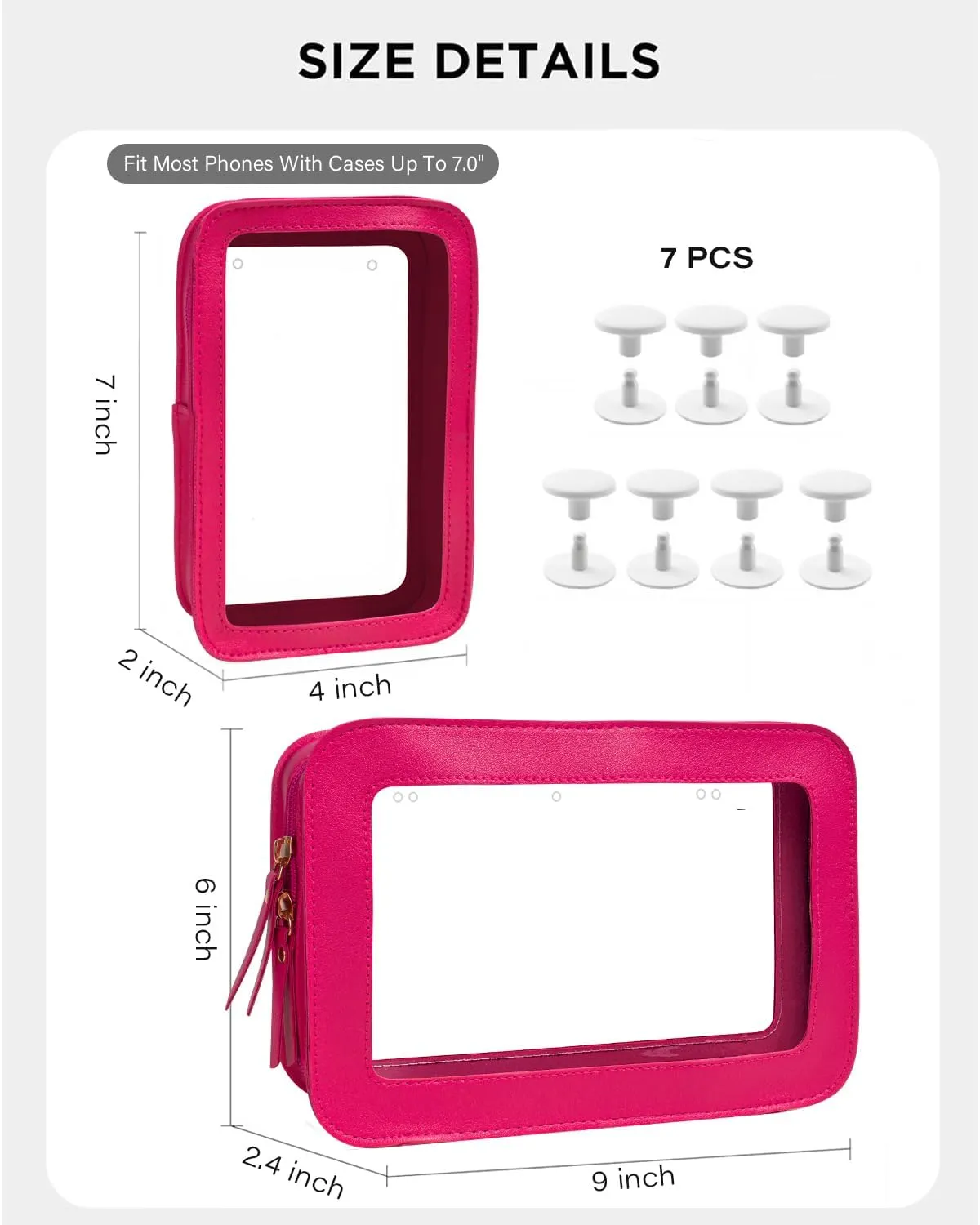 LETGO 2 Packs Clear Bogg Beach Tote Bag Accessories suitable for Bogg Bag Insert Bag Travel Cellphone Makeup Clean Toiletry Brush Organizer Cosmetic Divider Storage Inner Pouch (Hot Pink)