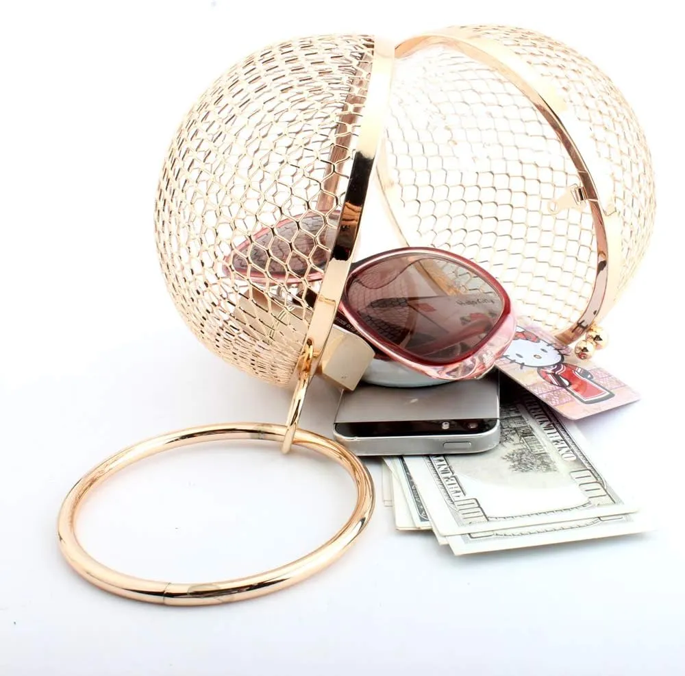 LETODE Women's Elegant Chain Cross-body Bag Metal Hollow Cage Clutch