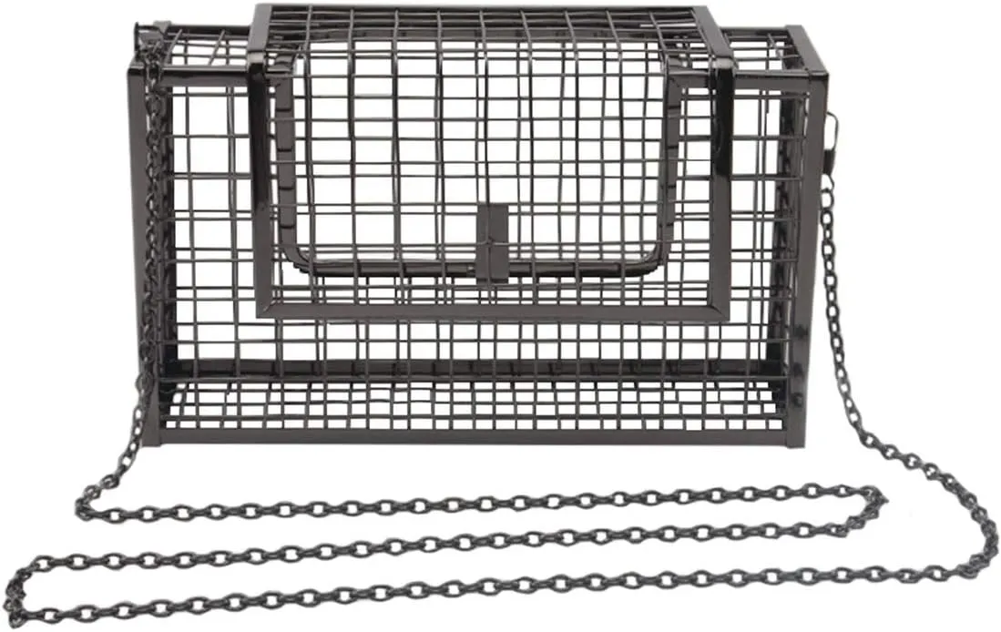 LETODE Women's Elegant Chain Cross-body Bag Metal Hollow Cage Clutch