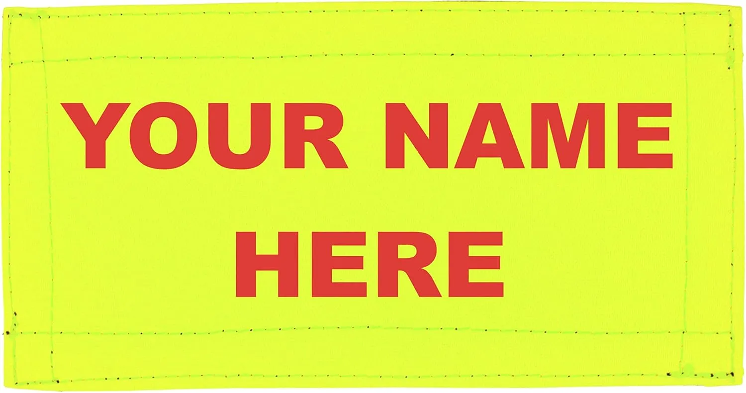 Lightning X Custom Embroidered Rip-Away Patch for LXP Fire Fighter Turnout Gear Bags w/Embroidered Name - FLUORESCENT YELLOW
