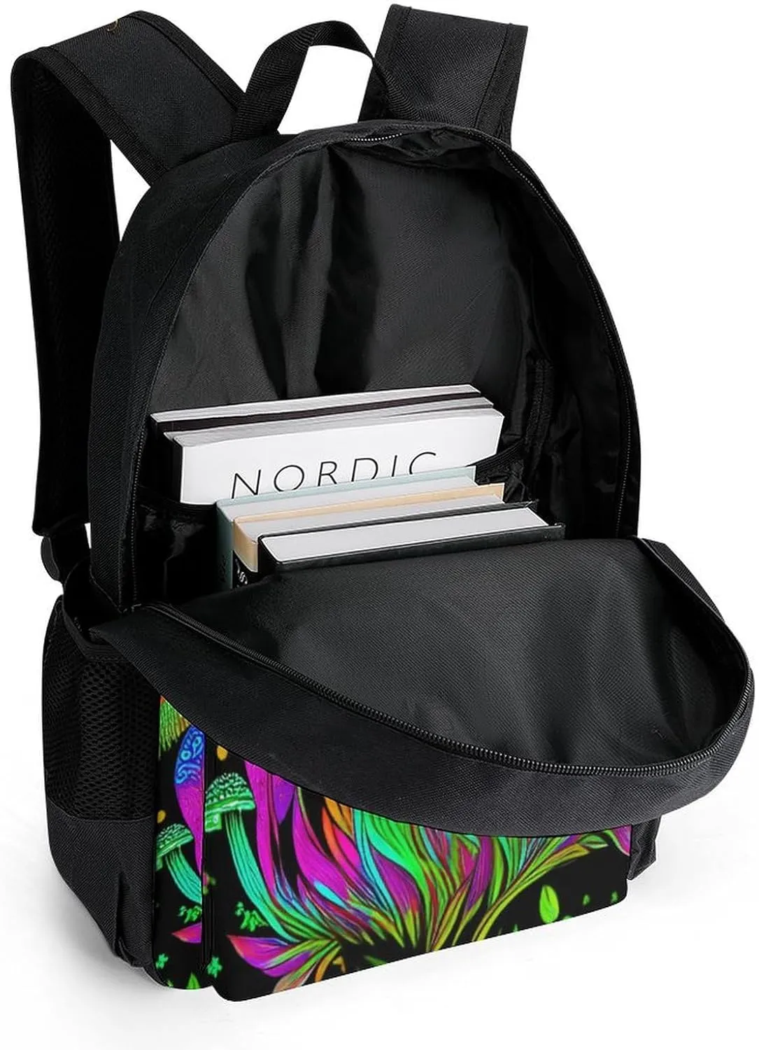Lightweight Daypack for Camping Business Walking Cycling - Large Capacity Anti-Theft Multipurpose Bookbag, Psychedelic Mushroom Trippy Magic Art Gym Outdoor Hiking Backpack