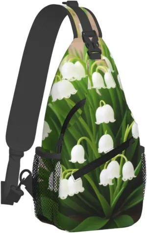 Lilies Of The Valley Print Cross Chest Bag Diagonally,Sling Backpack Fashion Travel Hiking Daypack Crossbody Shoulder Bag For Men Women.