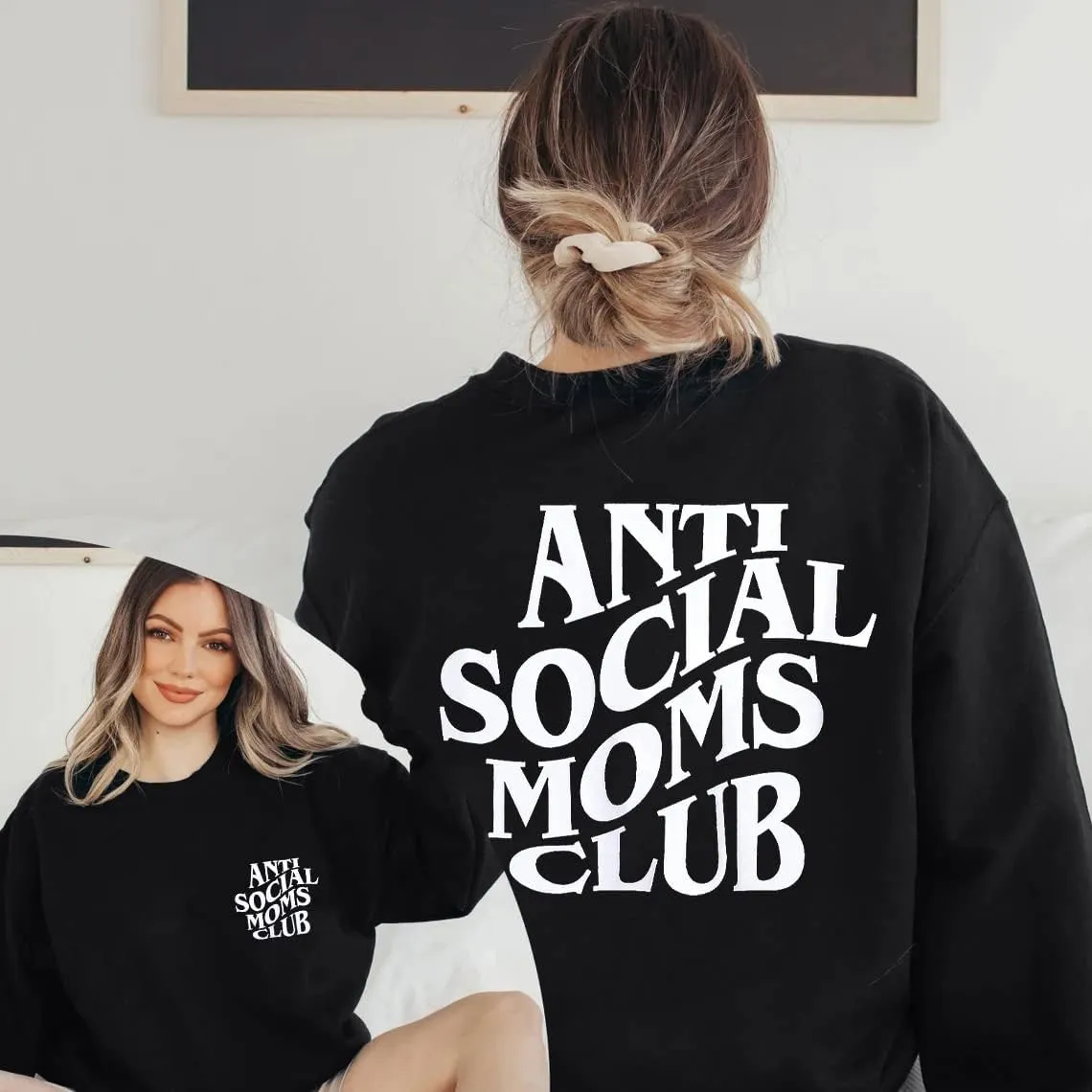 LOTUCY Crewneck Mama Sweatshirt Women Round Neck Casual Oversized Pullover Hoodies Long Sleeve Blouse Tops