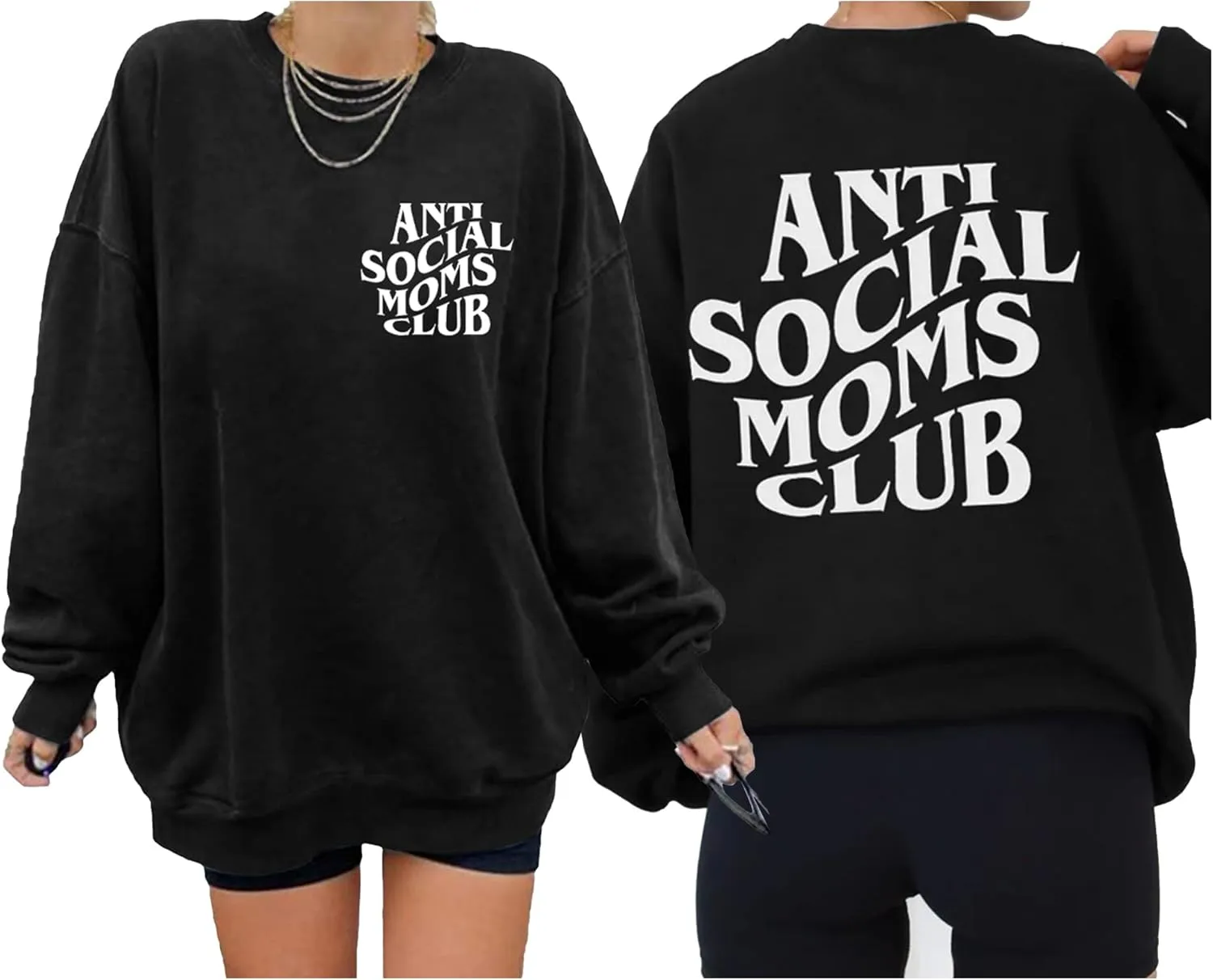 LOTUCY Crewneck Mama Sweatshirt Women Round Neck Casual Oversized Pullover Hoodies Long Sleeve Blouse Tops