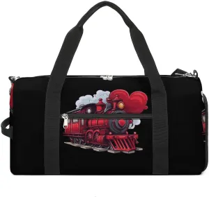 Love Train Duffle Bag Waterproof Gym Tote Bags Travel Overnight Bags with Shoes Compartment
