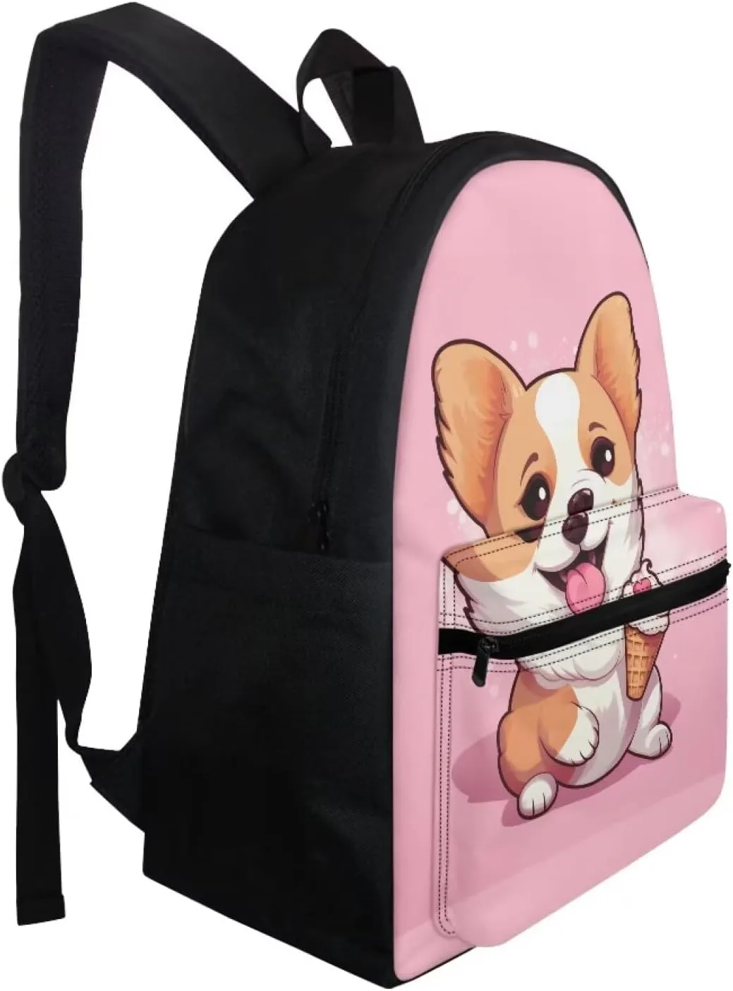 Lovely Corgi Ice Cream Print Backpack Boys 10-12 Multi-Functional Portable Girls Bookbag with Lunch Box Thick Portable Tote Bag School and Mini Pencil Case for Back to School Gifts