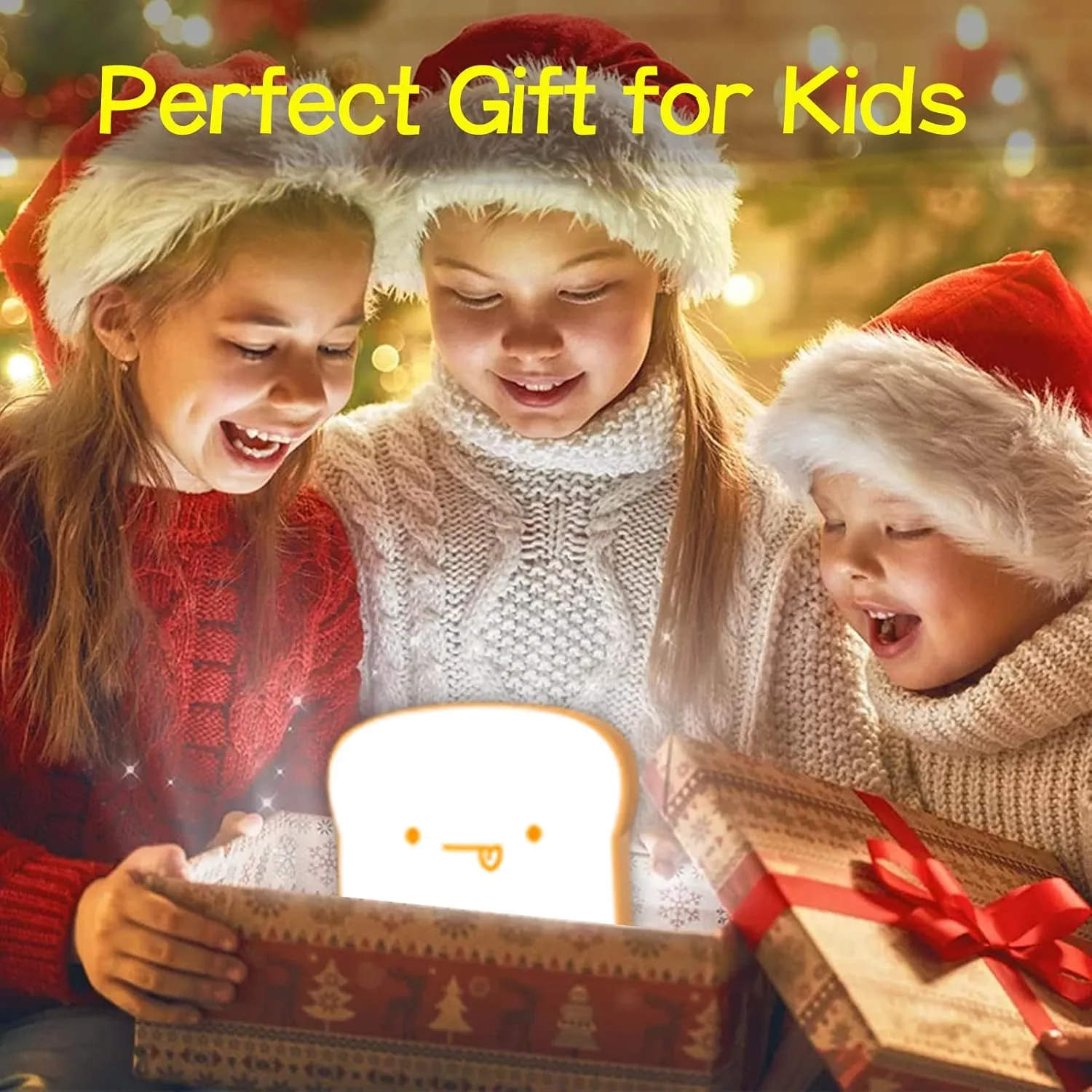LOVERUIS Night Light Lamp - Bread Toast Lamp Cute Light Birthday Gifts with Timer USB Rechargeable Birthday Gift for Baby Boys Toddlers Kids Bedroom(Eating)