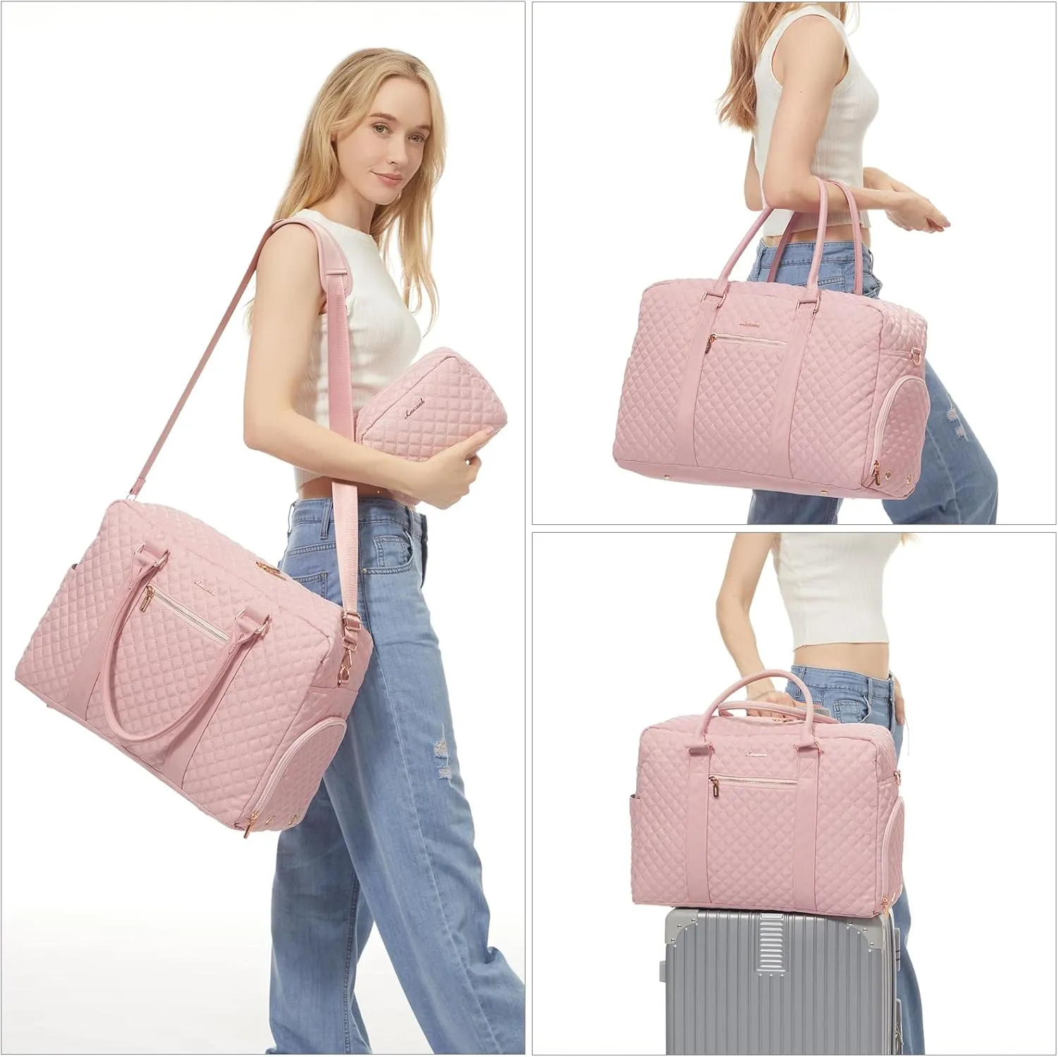 LOVEVOOK Travel Duffle Bag, Weekender Bags for Women with Shoe Compartment, Carry on Overnignt Bag with Laptop Compartment, Yoga Gym Duffel Bag with Toiletry Bag, Hospital Bag for Labor and Delivery