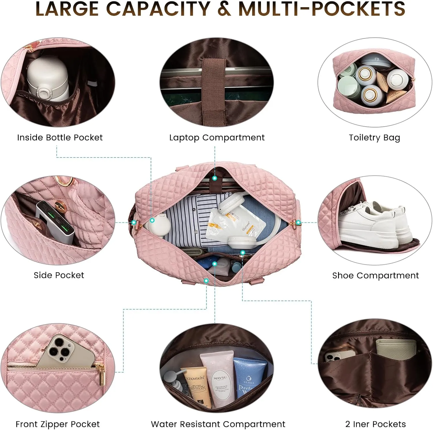 LOVEVOOK Travel Duffle Bag, Weekender Bags for Women with Shoe Compartment, Carry on Overnignt Bag with Laptop Compartment, Yoga Gym Duffel Bag with Toiletry Bag, Hospital Bag for Labor and Delivery