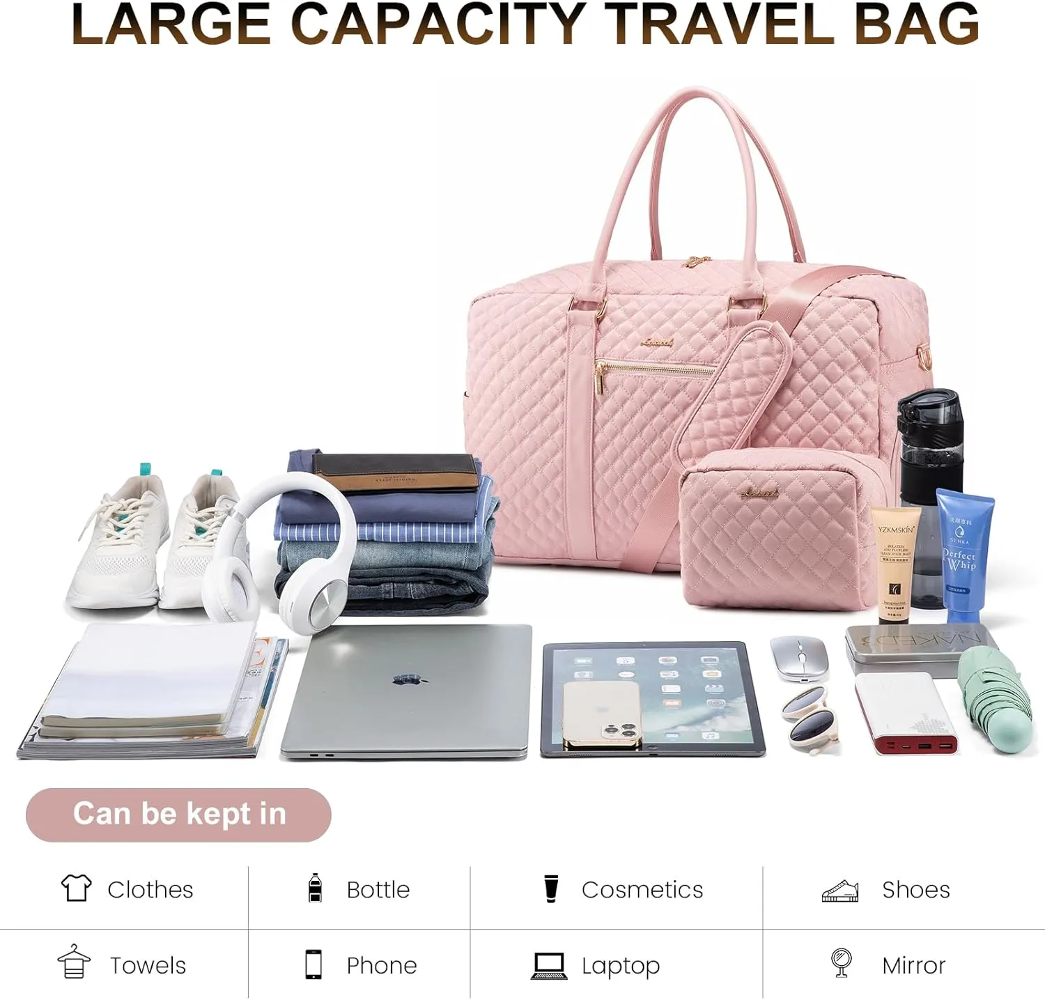 LOVEVOOK Travel Duffle Bag, Weekender Bags for Women with Shoe Compartment, Carry on Overnignt Bag with Laptop Compartment, Yoga Gym Duffel Bag with Toiletry Bag, Hospital Bag for Labor and Delivery