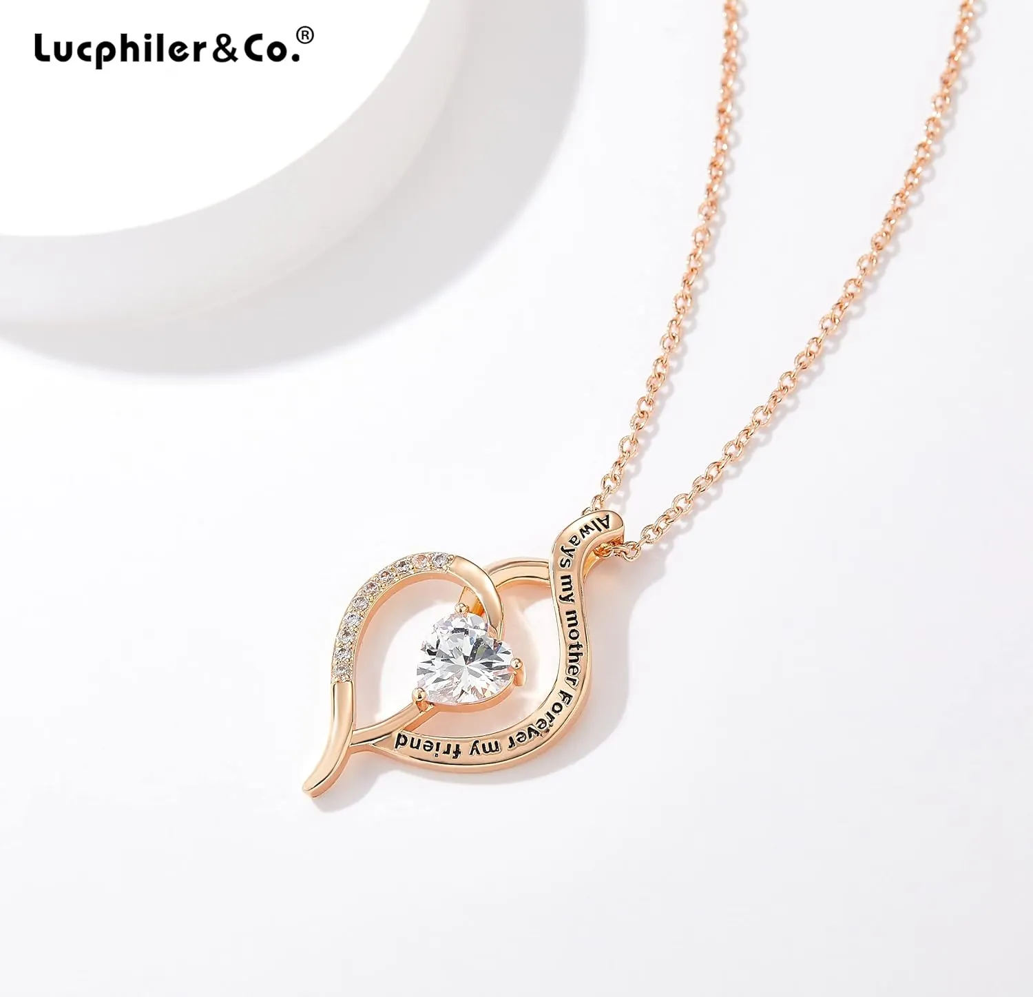 Lucphiler & Co. Christmas Gift, ‘Always My Mother/Daughter/Sister/Aunt/Niece Forever My Friend’ ‘Soul Sister’ ‘Bonus Mom’ Heart Pendant Necklace, Birthday Valentines Jewelry Present for Women