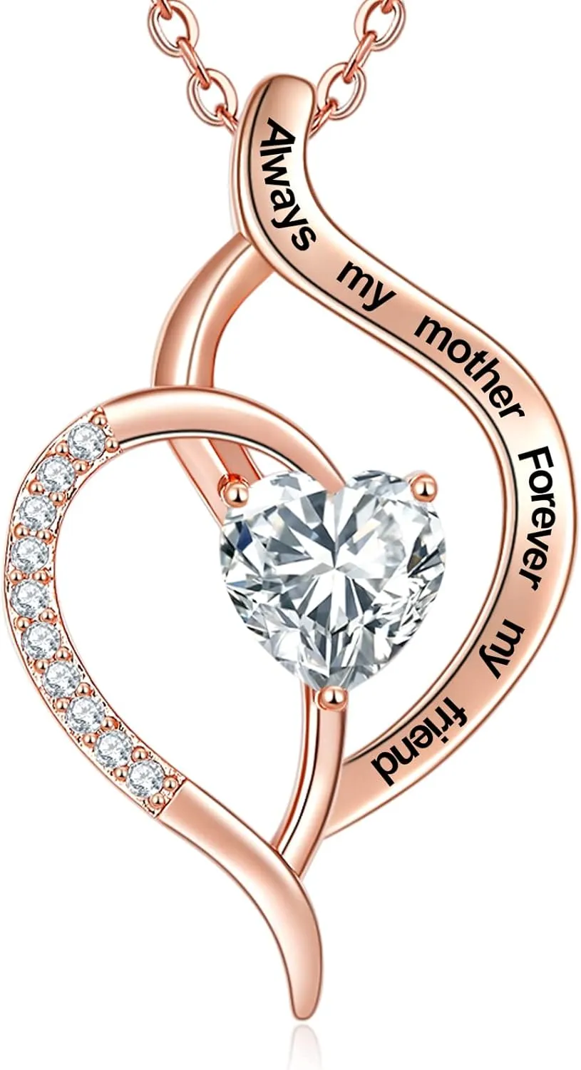 Lucphiler & Co. Christmas Gift, ‘Always My Mother/Daughter/Sister/Aunt/Niece Forever My Friend’ ‘Soul Sister’ ‘Bonus Mom’ Heart Pendant Necklace, Birthday Valentines Jewelry Present for Women