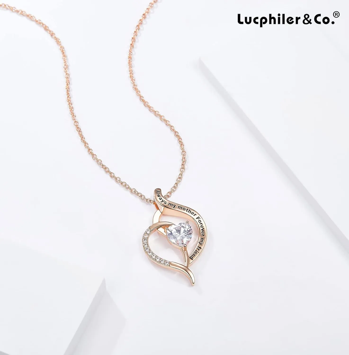 Lucphiler & Co. Christmas Gift, ‘Always My Mother/Daughter/Sister/Aunt/Niece Forever My Friend’ ‘Soul Sister’ ‘Bonus Mom’ Heart Pendant Necklace, Birthday Valentines Jewelry Present for Women