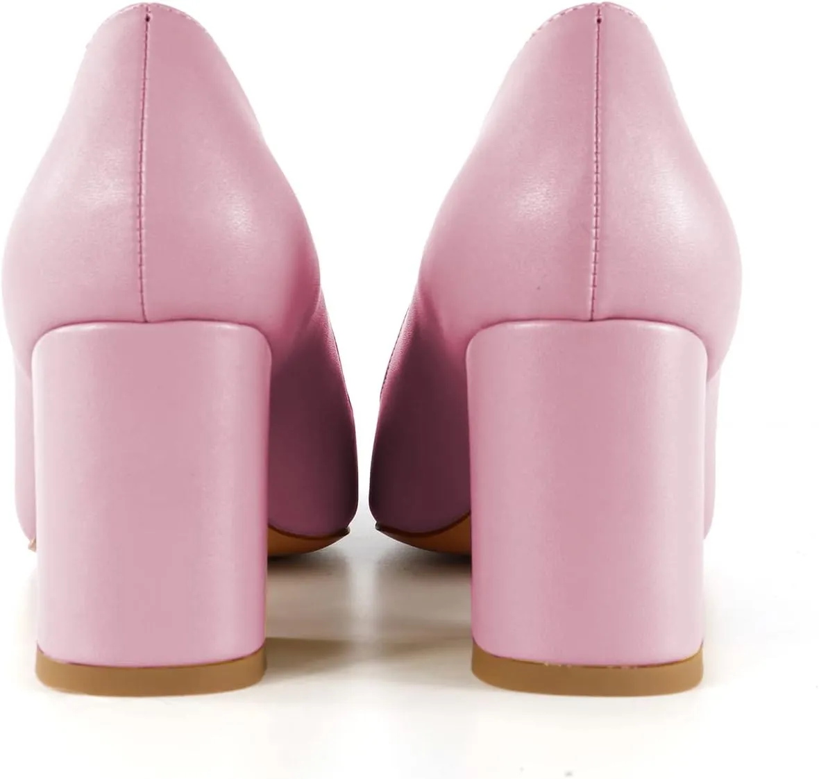 Lutalica W Women's Trendy Pointed Cap Toe Slip On Comfort Two-Toned Chunky High Heel Pumps for Office Evening Wedding