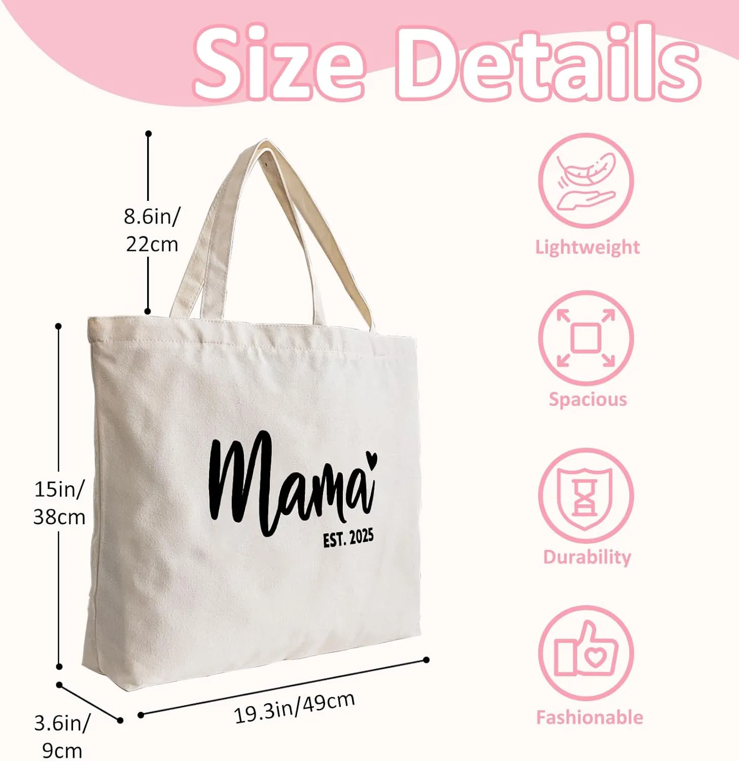 Lutto Canvas Bag with Zip Pocke - Wedding Engagement Bachelorette Birthday Mothers Day Gifts for Women