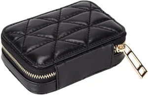 Luxshiny 1pc Touch up Bag Leather Purses Small Pouch Outdoor Makeup Bag Black Wristlet Makeup Bag for Girls Mirror Portable Black Tote Bag Lip Gloss Bag Bags Genuine Leather Travel Lipstick