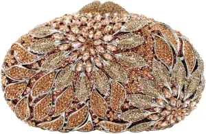 Luxury Crystal Clutch Rhinestones Evening Bag Hollow Out 3D Flower Handbag Evening Wedding Prom Bag