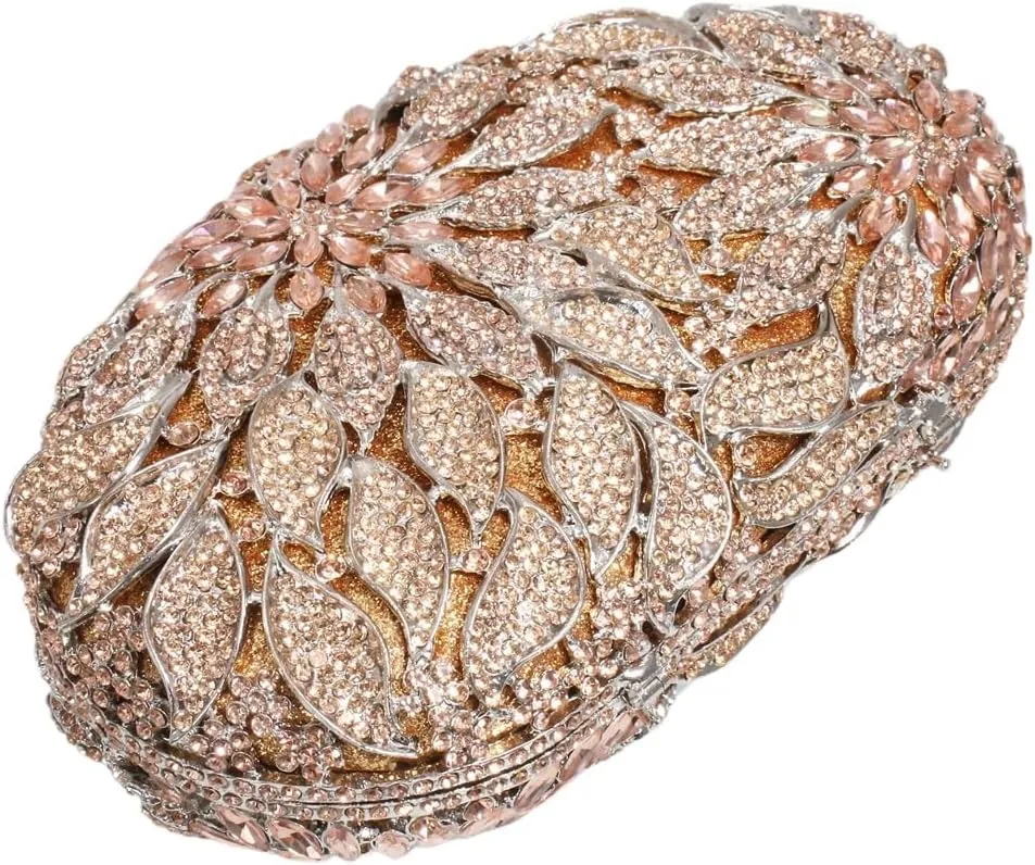 Luxury Crystal Clutch Rhinestones Evening Bag Hollow Out 3D Flower Handbag Evening Wedding Prom Bag