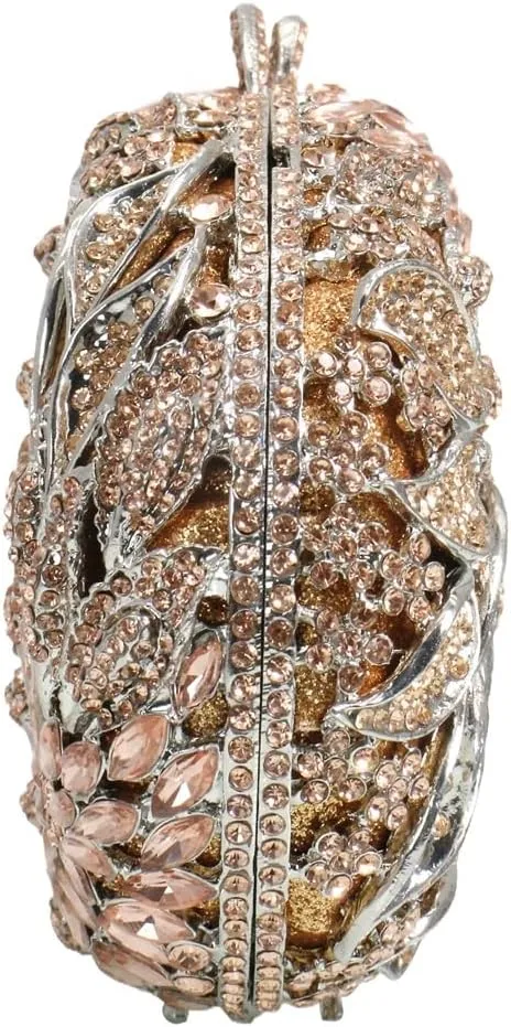 Luxury Crystal Clutch Rhinestones Evening Bag Hollow Out 3D Flower Handbag Evening Wedding Prom Bag