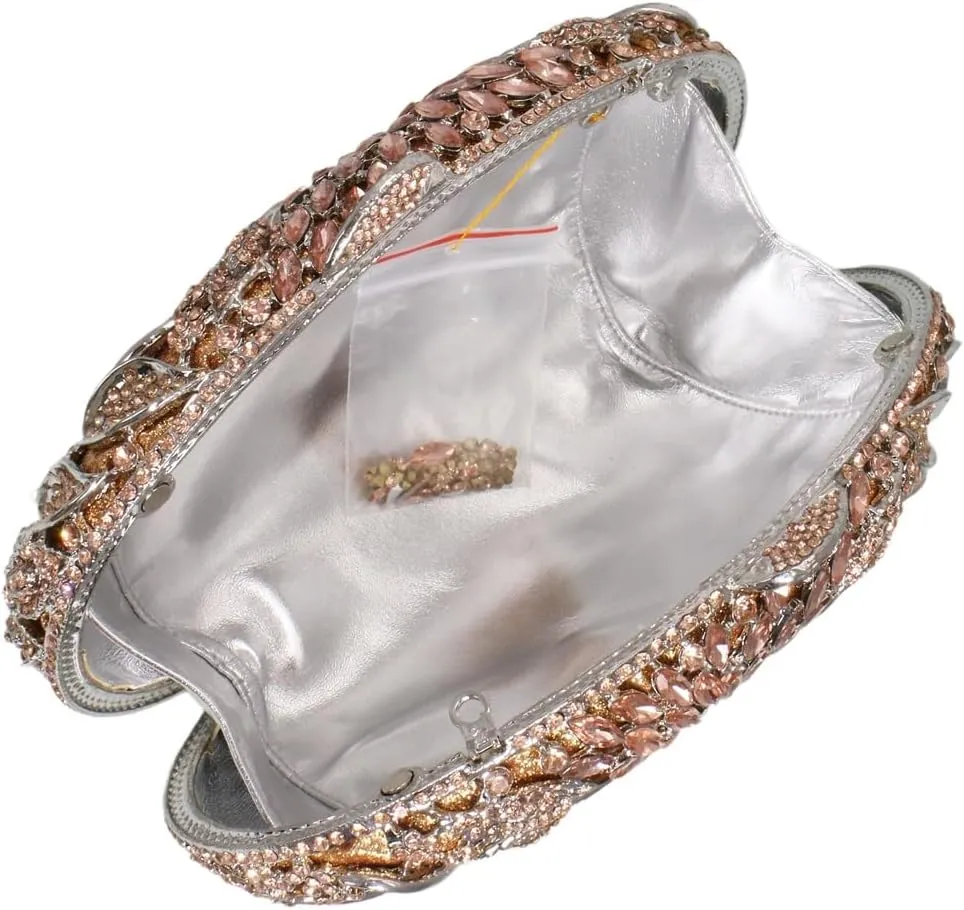 Luxury Crystal Clutch Rhinestones Evening Bag Hollow Out 3D Flower Handbag Evening Wedding Prom Bag