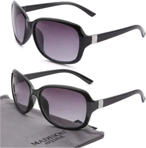 Madison Avenue 2 Pack Classic Vintage Sunglasses for Women Men,Fashion Sun Shades Glasses with UV400 Protection