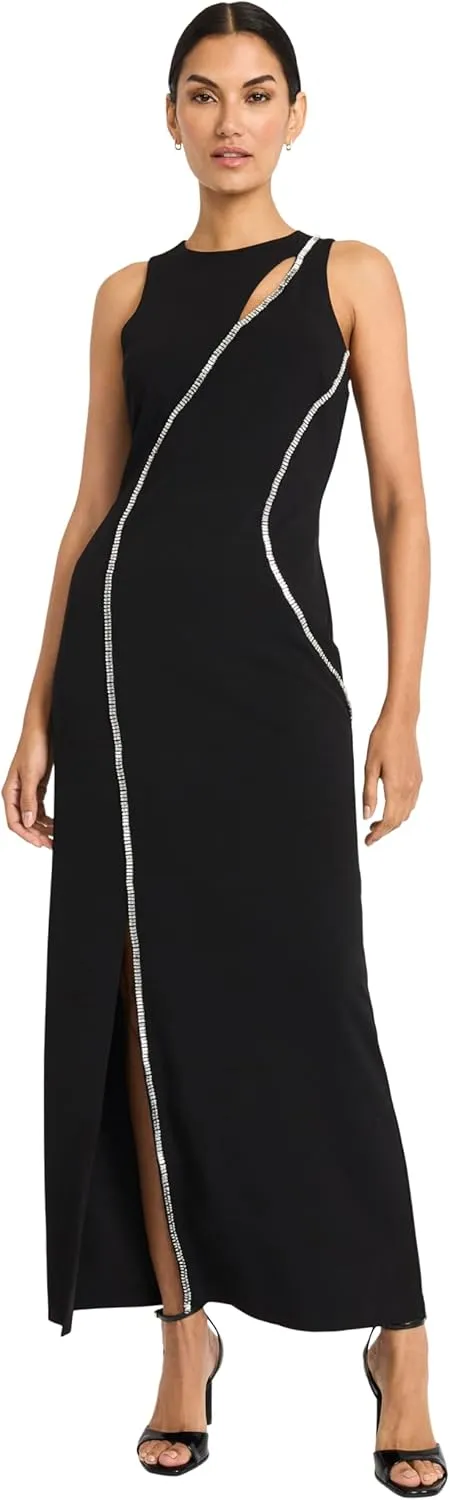 Maggy London Women's Crystal Trimmed Fitted Maxi-Special Occasion Formal-Evening Gown Dress