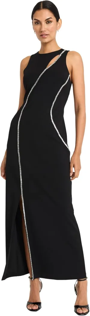 Maggy London Women's Crystal Trimmed Fitted Maxi-Special Occasion Formal-Evening Gown Dress