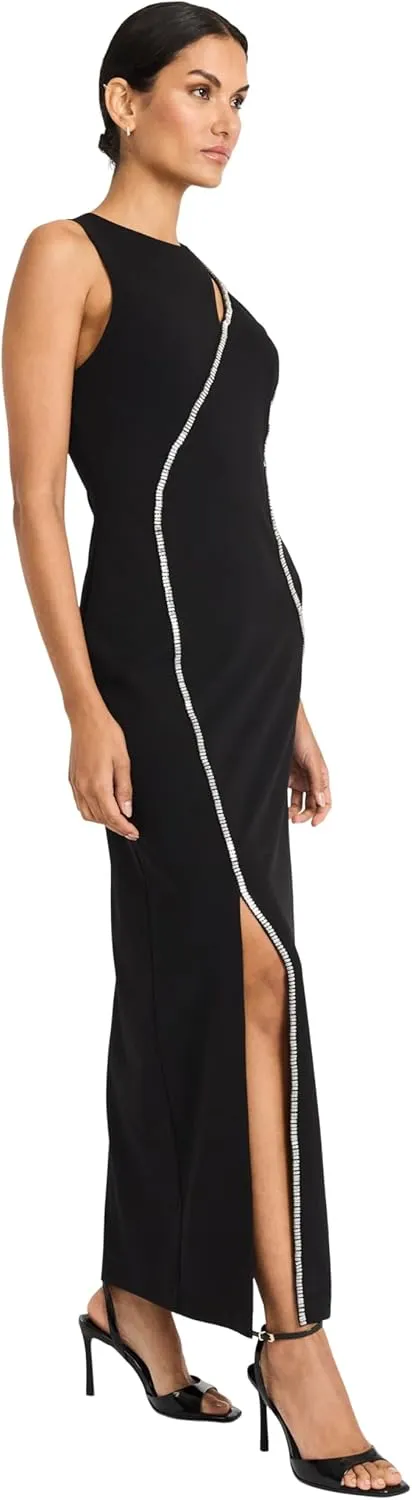 Maggy London Women's Crystal Trimmed Fitted Maxi-Special Occasion Formal-Evening Gown Dress