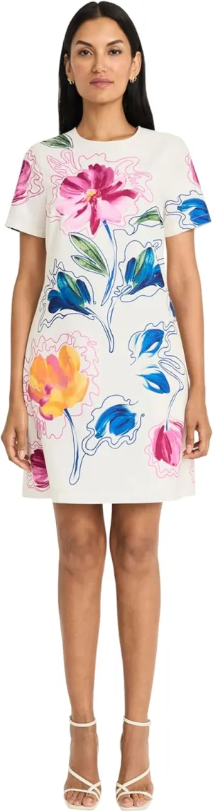 Maggy London Women's Elegant Short Sleeve Shift Pockets-Premium Cotton Poplin Cocktail Wedding Guest Above Knee Summer Dress