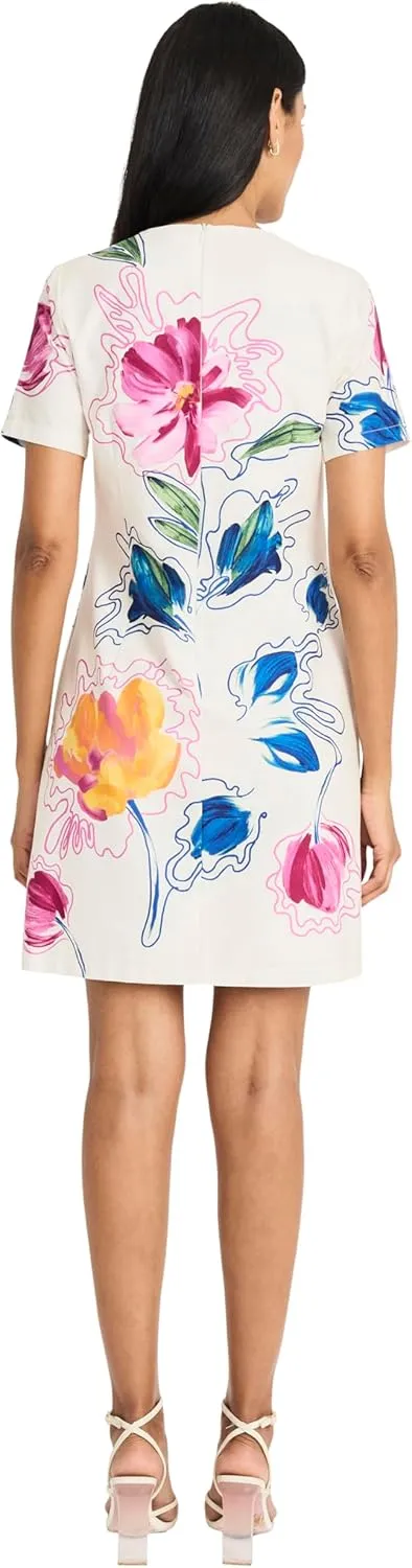 Maggy London Women's Elegant Short Sleeve Shift Pockets-Premium Cotton Poplin Cocktail Wedding Guest Above Knee Summer Dress