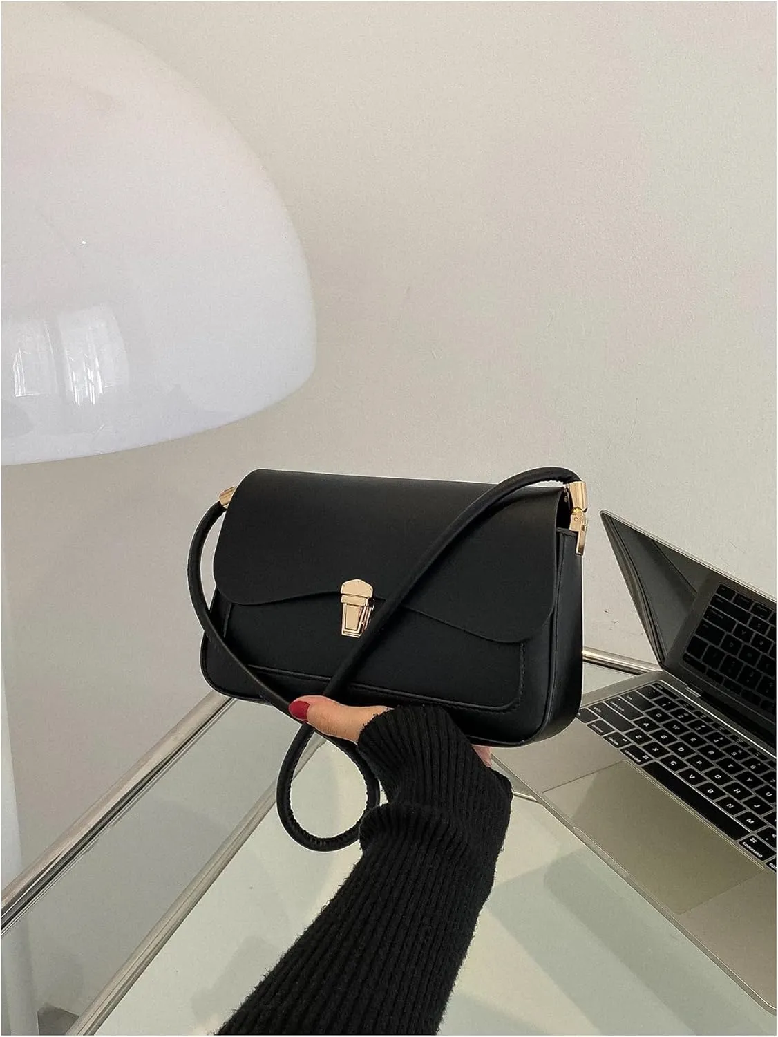 MakeMeChic Women's PU Leather Single Strap Flap Small Square Bag Shoulder Handbags
