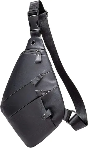 Man Vintage Sling Bag Shoulder Backpack Anti Theft Travel Chest Pack Crossbody Bag Outdoor Rucksack Sports(Black 1)