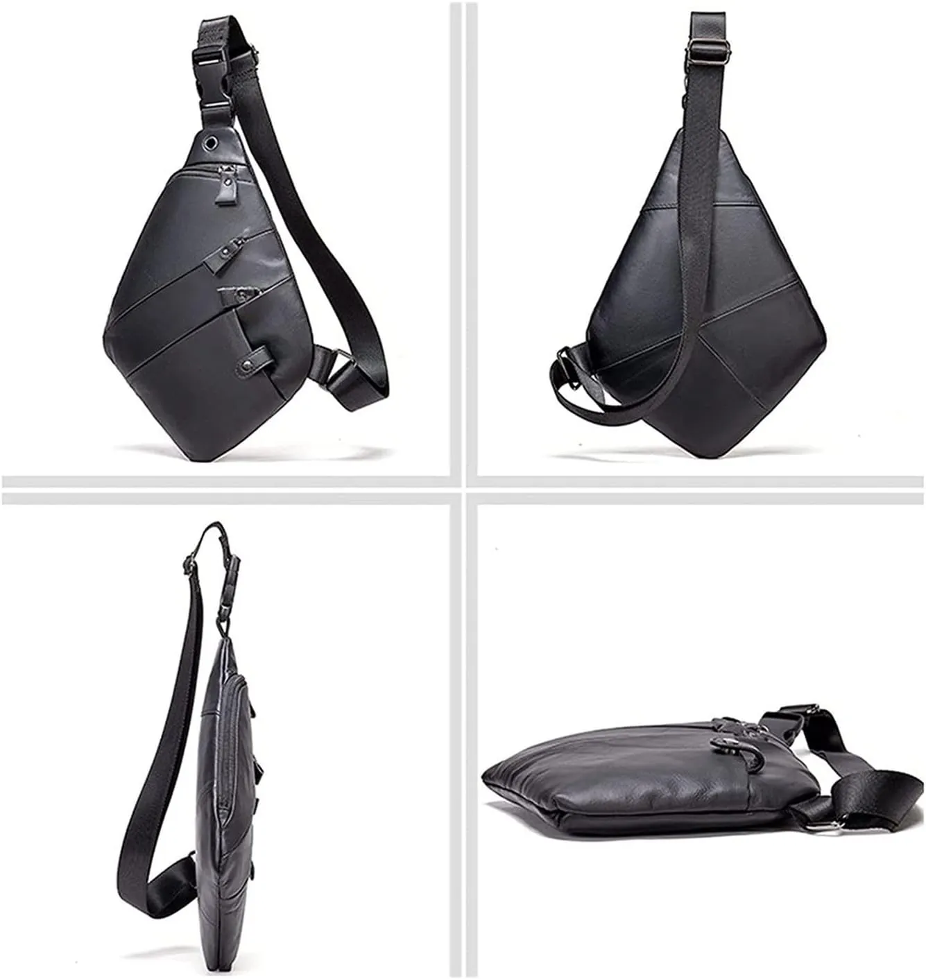 Man Vintage Sling Bag Shoulder Backpack Anti Theft Travel Chest Pack Crossbody Bag Outdoor Rucksack Sports(Black 1)