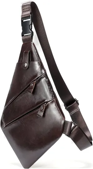 Man Vintage Sling Bag Shoulder Backpack Anti Theft Travel Chest Pack Crossbody Bag Outdoor Rucksack Sports(Coffee Color 2)