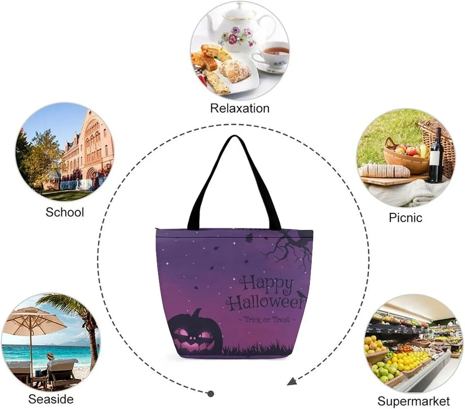 Map Kawaii Hobo Handbags With Zipper Women's Tote Handbags