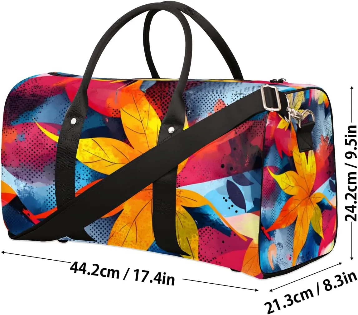 Maple Leaf Travel Duffle Bag for Women Men Gym Duffel Foldable Bag Waterproof Weekender Nature Fall Duffle Tote