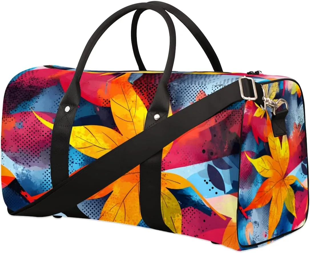 Maple Leaf Travel Duffle Bag for Women Men Gym Duffel Foldable Bag Waterproof Weekender Nature Fall Duffle Tote