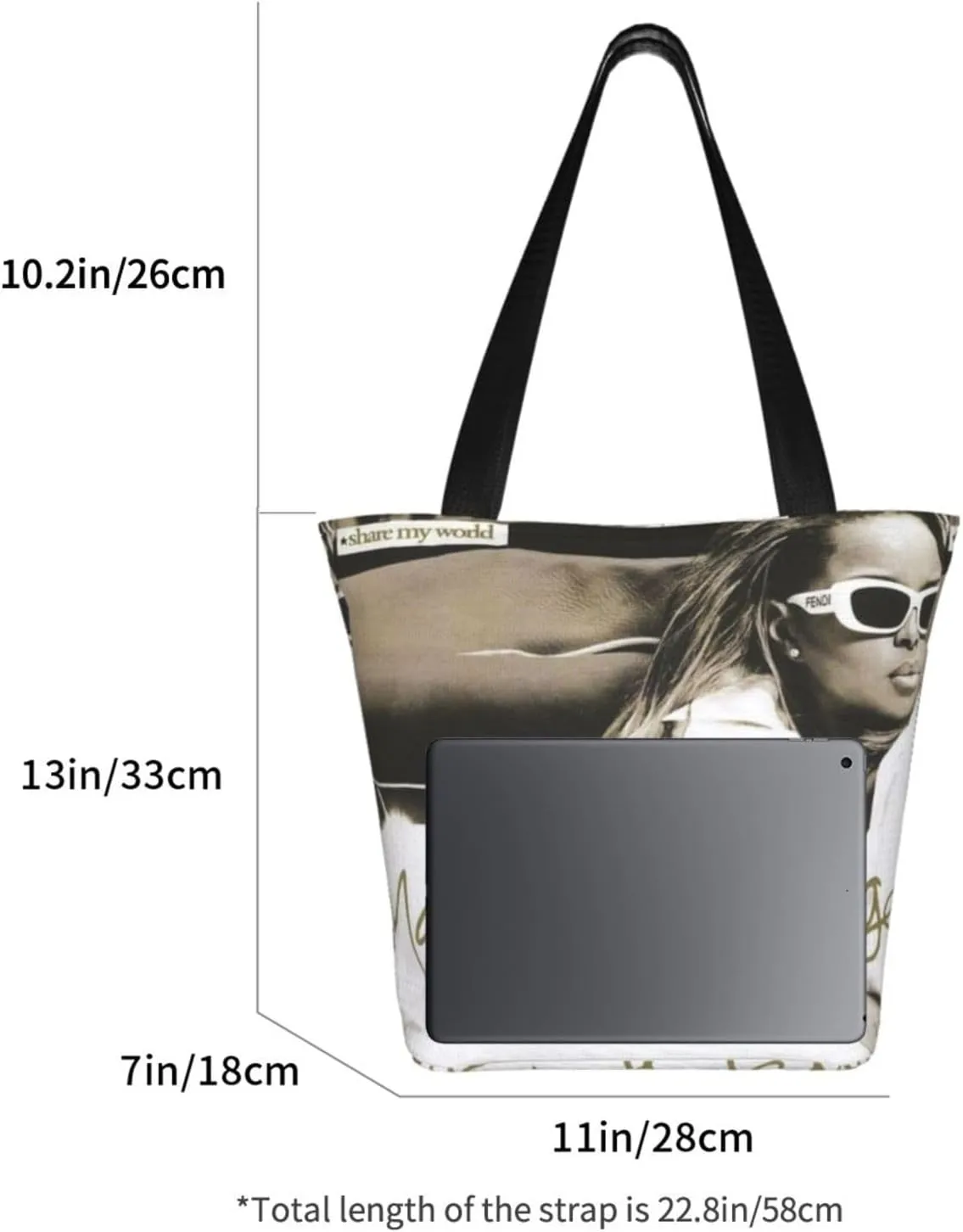 Mary J Musics Blige Shoulder Bag, Customized Shopping Tote Portable Canvas Bag